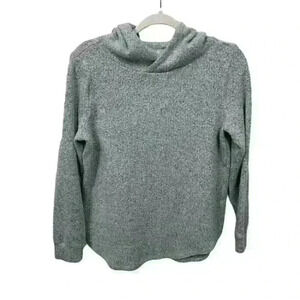 Loft Womens Med Gray Hooded Tunic Sweater Top Long Sleeve Acrylic Blend